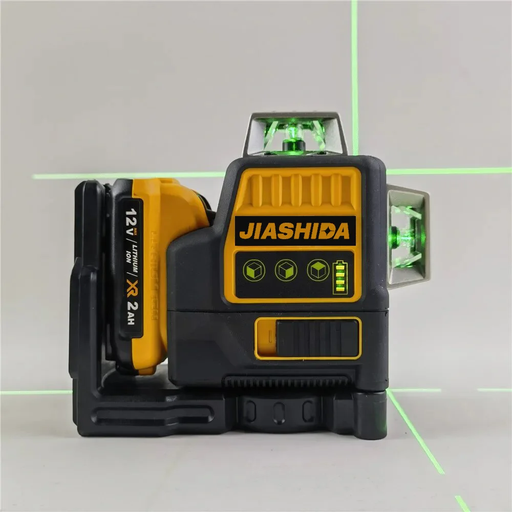 

DW089LG Laser Level 12 Lines 3 Sides*360 Degree Vertical 12V Lithium Battery Laser Level Horizontal Green Meter Outdoor