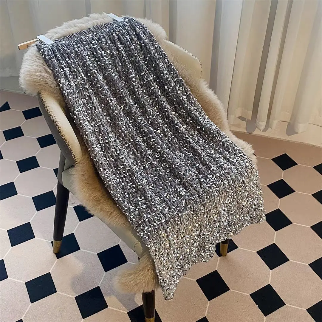 Saia maxi faldas mujer vintage temperamento preto veludo lantejoulas saias Юбка saia longa uma linha falda largas