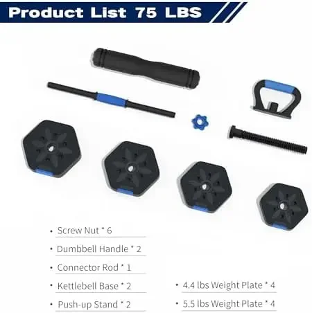 Dumbbell Sets Adjustable Weights, Free Weights Dumbbells Set with Connector, Non-Rolling Adjustable Dumbbell Set, Barbell Weight