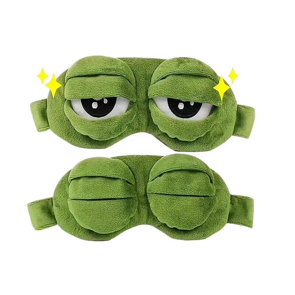 

Sad Frog Sleep Mask Funny Eyeshade Plush Eye Cover Travel Relax Gift Blindfold Cute Patches Cartoon Sleeping Mask for Kid Adult