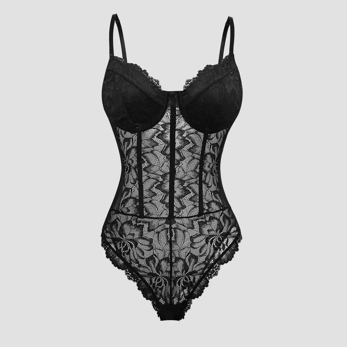 

Sexy Lace Trim Me Bal Bodysuit Slimming High Waist ort Pants Thin Model No Brand Registered Trademark 2024 Autumn Co...