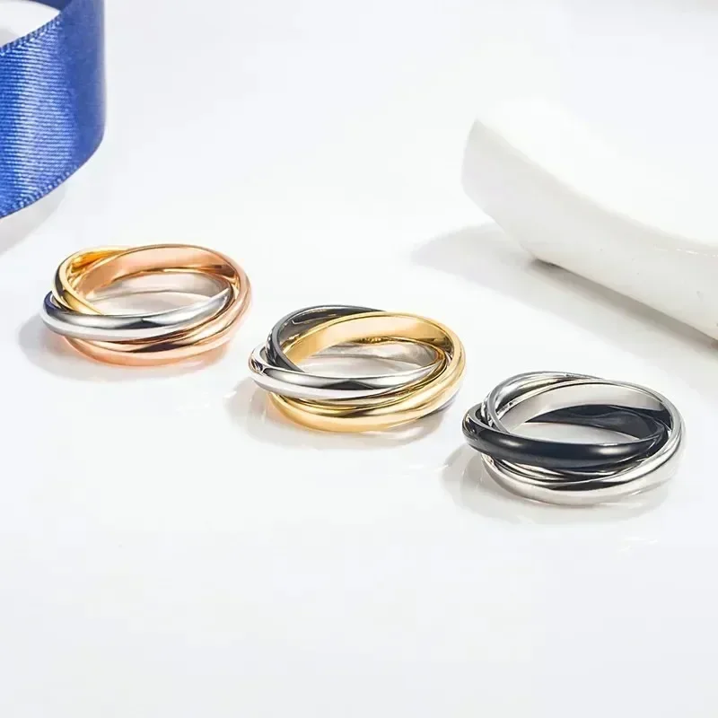 S925 sterling silver high quality original logo classic trinity ring simple fashion luxury banquet couple jewelry