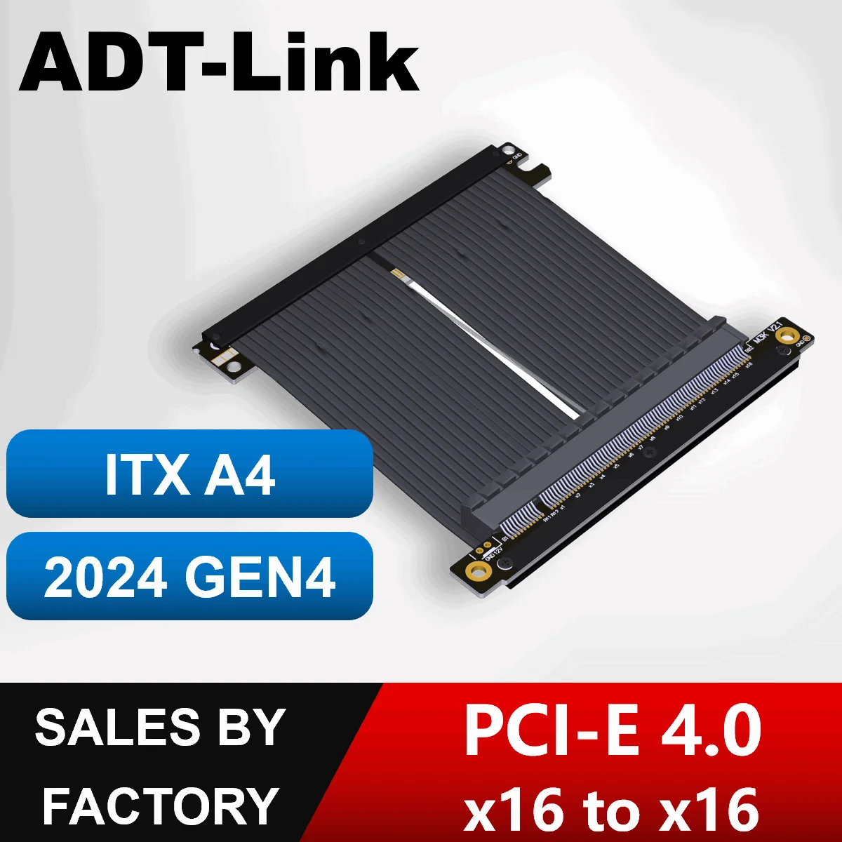 ADT-Link 2024 New PCI-Express 4.0 x16 Riser Cable Graphics Video Card High Speed Reverse Gen4 Flexible Extension For ITX A4 PC