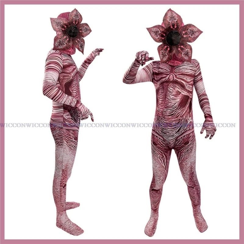 تلفزيون ديموجورجون تأثيري حلي قناع غطاء للقدم غريب كوس الأشياء امرأة الكبار الرعب الوحش الطباعة حللا هالوين البدلة