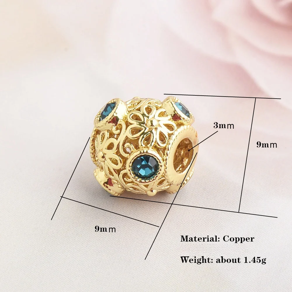 5 Pieces of Electroplated Copper Jewellery Flower Hollow Loose Beads DIY Bracelet Jewellery Accessories Spacer Beads Wholesale