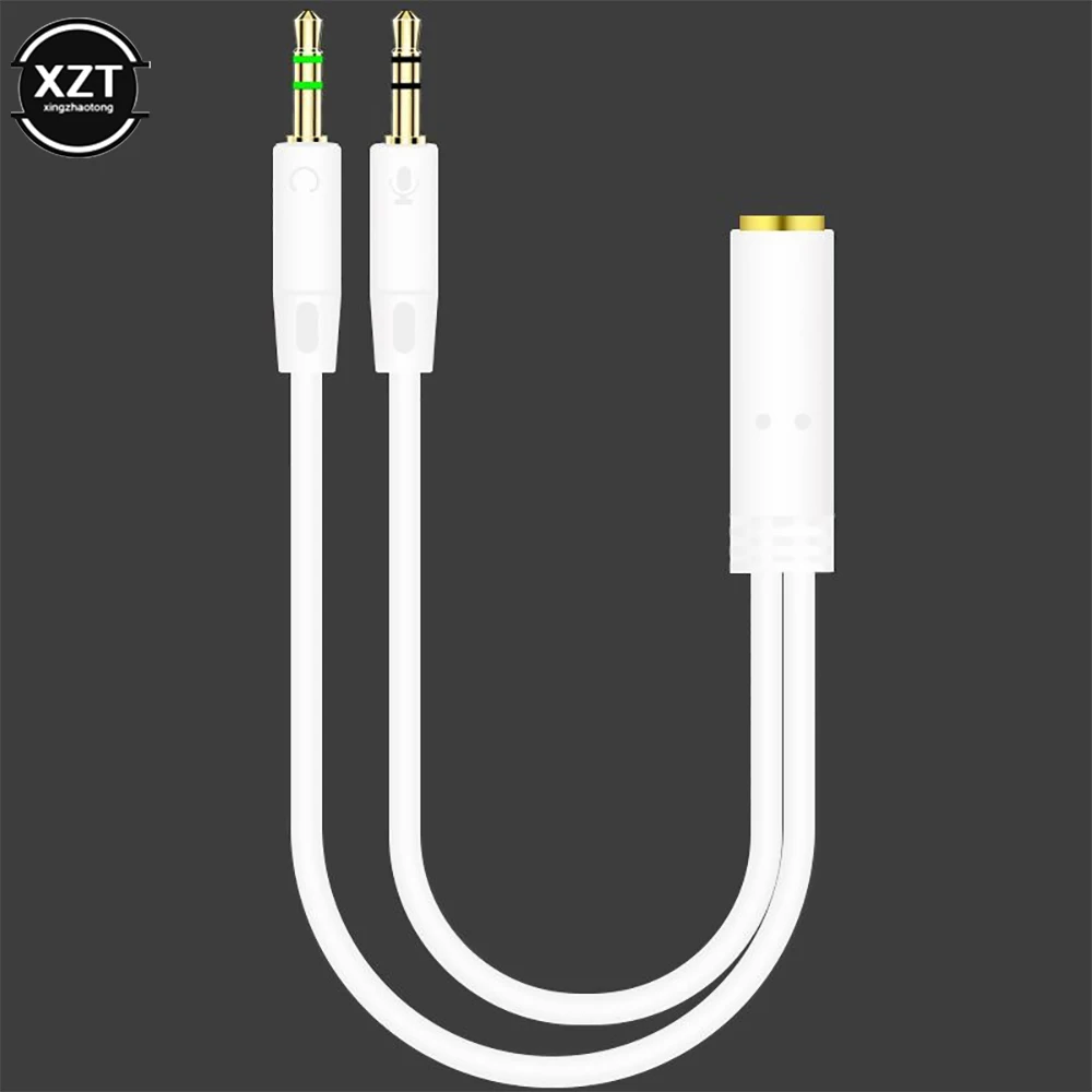 NOWOŚĆ Kabel audio 2 w 1 męski na żeński Aux Kabel rozdzielający Y 3,5 mm MP3 MP4 Wtyczka stereo Adapter Jack do słuchawek Kabel komputerowy