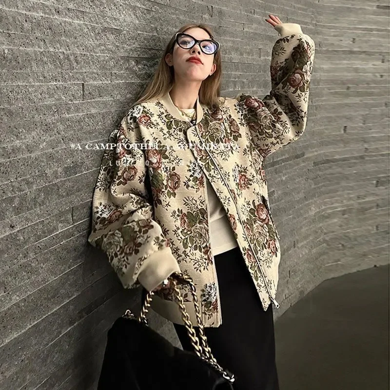 

Короткая куртка с элитным дизайном Feel Street 202, весенне-осенняя нишевая одежда, дизайнерская бейсбольная куртка в корейском ленивом стиле для женщин