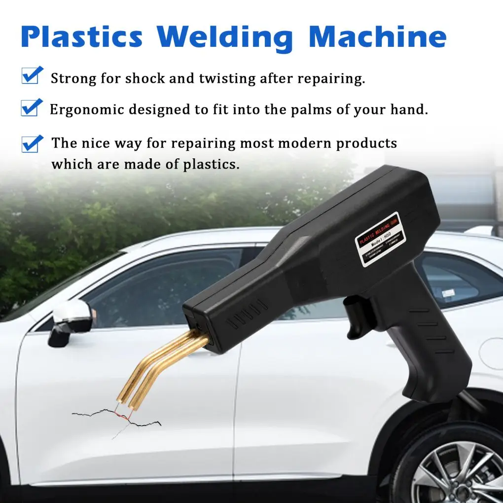 Welding Machine Electric Repair Welder Plastic Handy Car Bumper Welding Torch with Staplers, Black, UK Plug