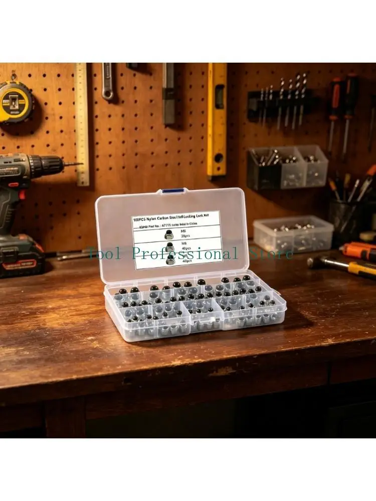 57QF Tool-Engaging Locking Cap Nut Assortment for Installation and Removal with a Matching Tool, Featuring Carbon Steel