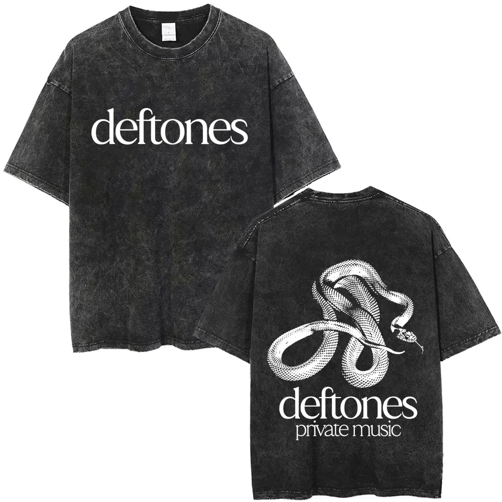 

Washed Vintage Alternative Heavy Metal Rock Band Deftones Private Music Snake Graphic T-shirt Men Women Cotton Oversized T Shirt