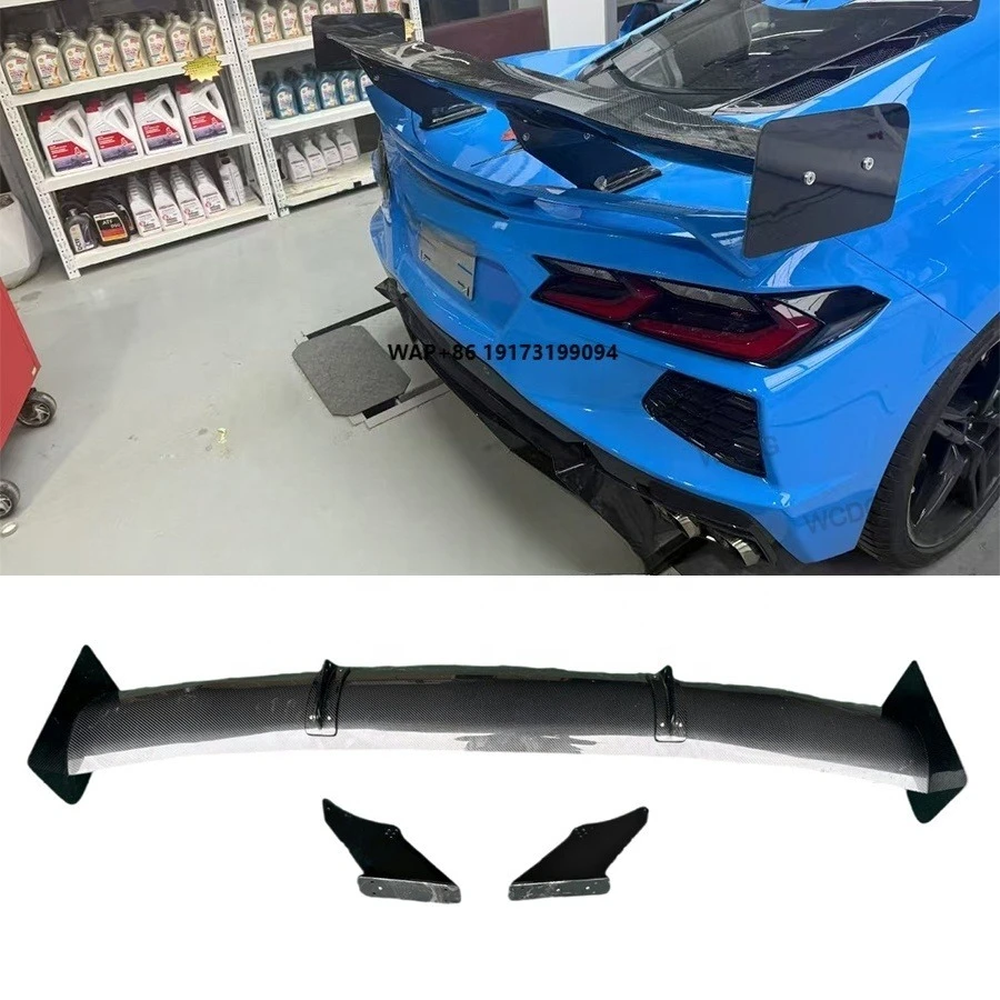 

2020+ Chevrolet Corvette C8 ZN6 Z06 Carbon Fiber Rear Spoiler High Tail Wing Root Rear Trunk Spoiler Bodykit