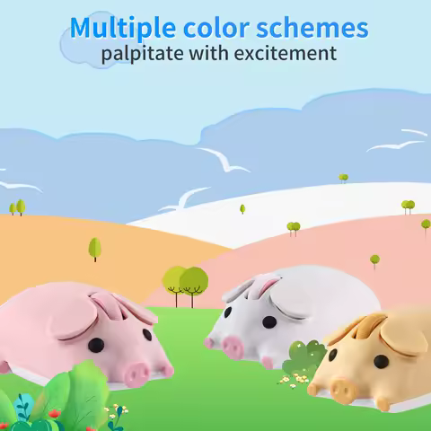 Cute 3D Little Pig Wireless Mouse 2.4G Bluetooth Dual-mode Silent For Women Office Laptop PC