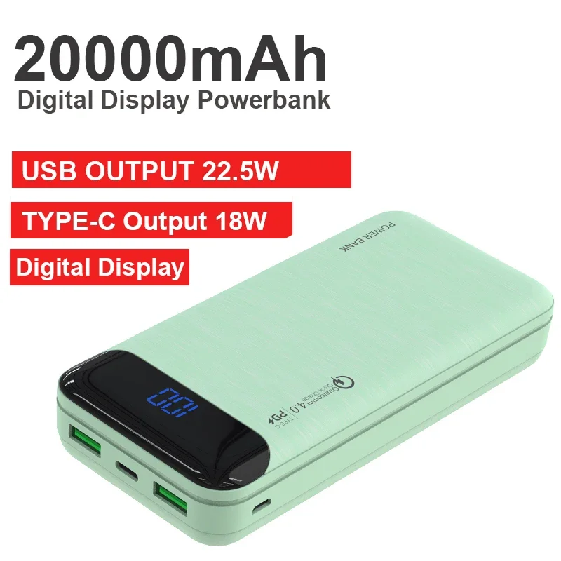 

20000mAh Portable Power Bank External Battery Charger USB 22.5W USB TYPE C PD 20W Poverbank Phone Charger For Smart Mobile Phone