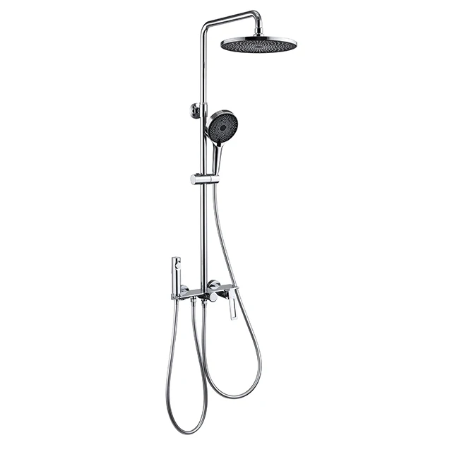 European Style Dual Handle Stainless Steel Shower Set with Thermostatic Faucets Rain Pattern Bathroom Head Ceramic Valve Core