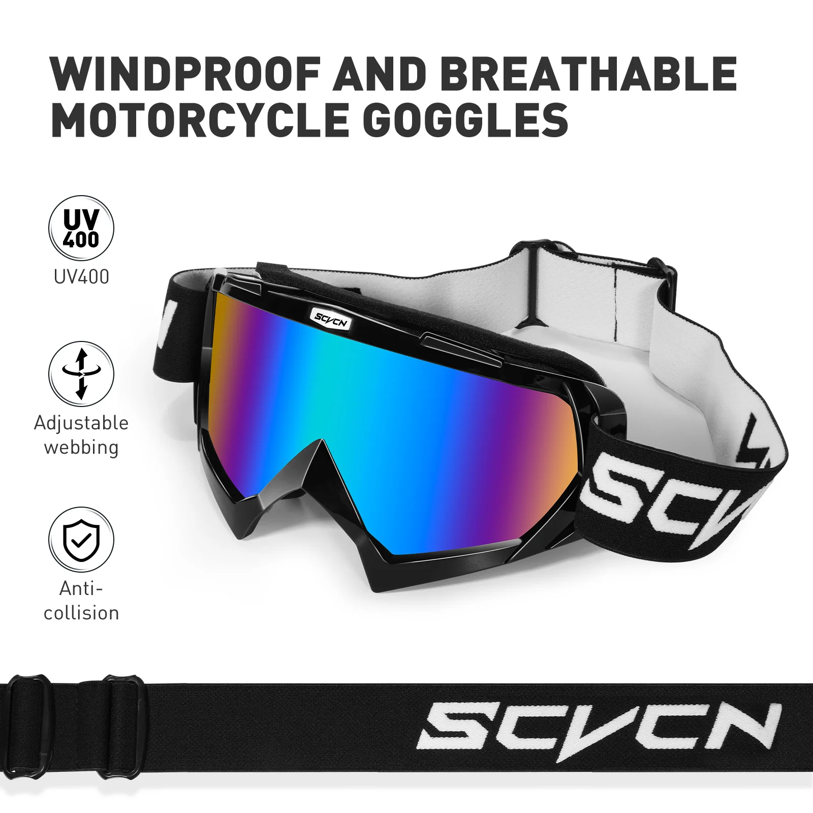 

SCVCN Motorcycle Goggles Anti-Fog Snowboard Ski Glasses Men Women Motocross Glasses Cycling Racing Skiing Goggles