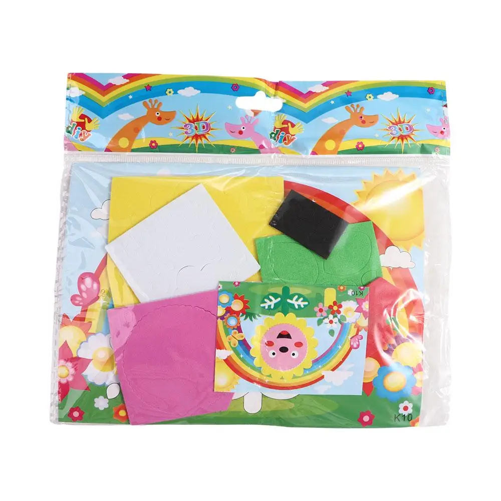 10 Uds. De animales de dibujos animados de Aprendizaje Temprano, juguete adhesivo de espuma EVA DIY, rompecabezas 3D hecho a mano, juguetes de espuma EVA DIY para niños