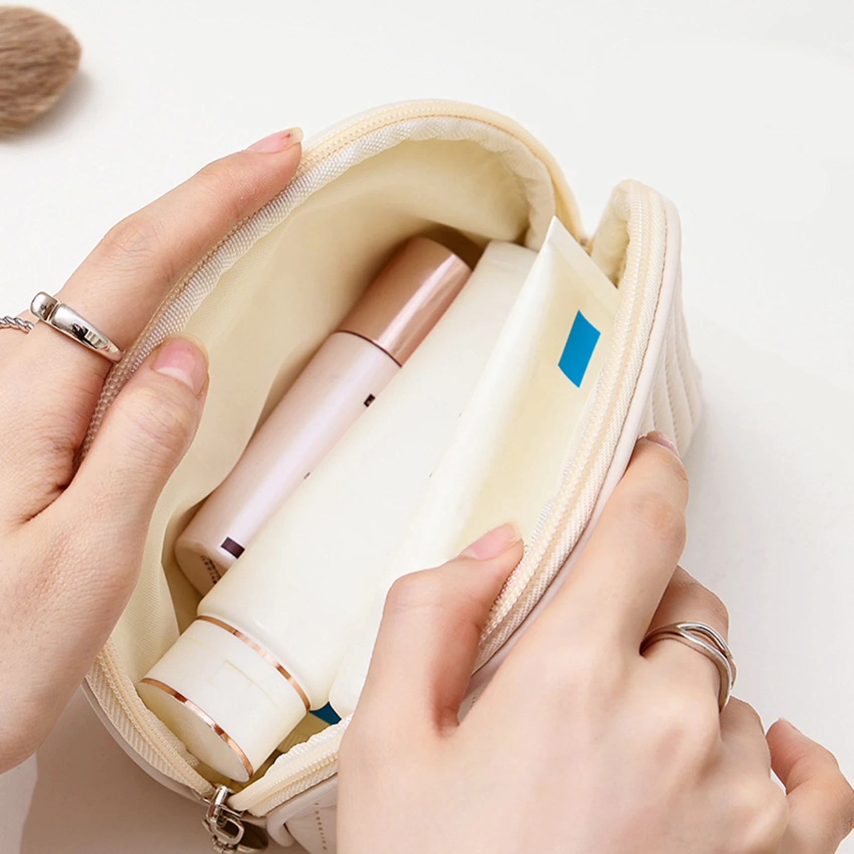 Borsa per il trucco dell\'unità di elaborazione della ragazza portatile borsa per cosmetici da donna borse per il lavaggio degli articoli da toeletta