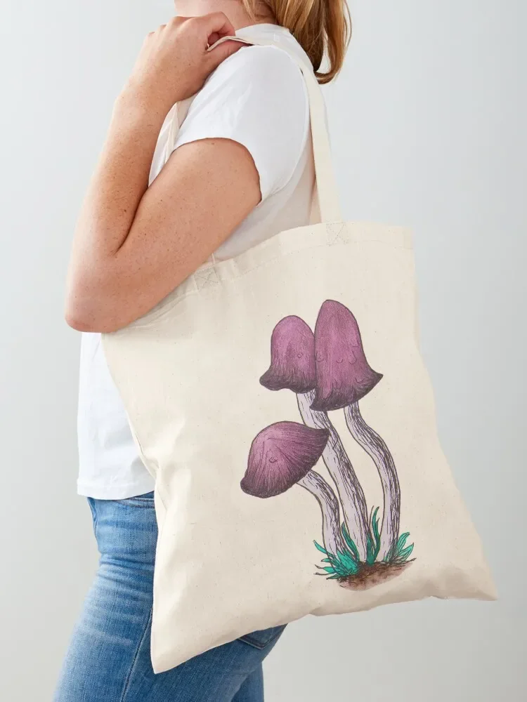 

Purple mushroom in watercolour Tote Bag canvas tote women bag reusable shopping bag handbag