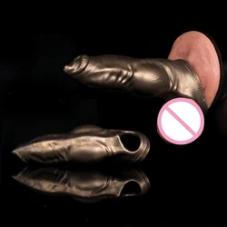 Oieffur Penis Sleeve For Cock Enlargement Lengthen Man Reusable Condom Penis Ring Delayed Ejaculation Men's Horse Penis Sheath