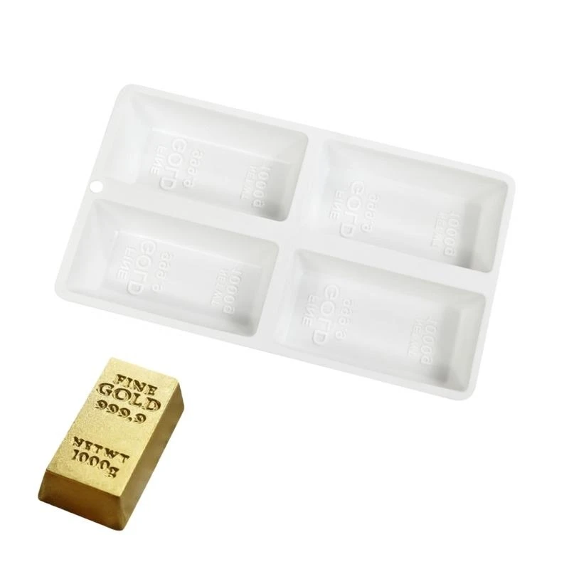 

R1WA Gold Brick Molds Making Mousses Cake Molds for Making Chocolate Fondant