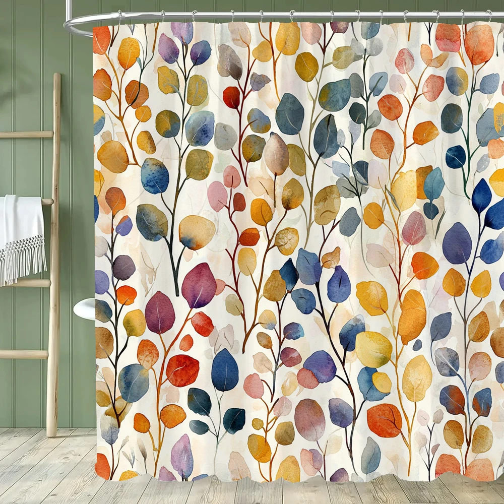 

1 шт. Декоративная шторка для душа с осенними листьями, тканевая шторка для ванной из полиэстера с принтом и крючками