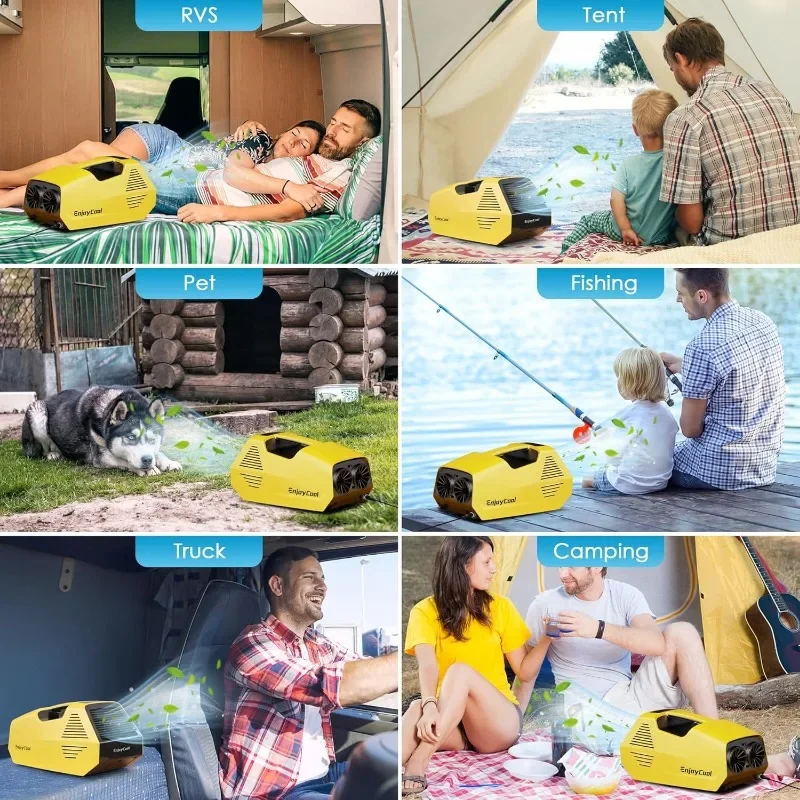 Ar Condicionado com Controle Remoto para Camping, Barraca, AC Portátil para Caminhão, Exterior, RVs, Pesca ou Pet