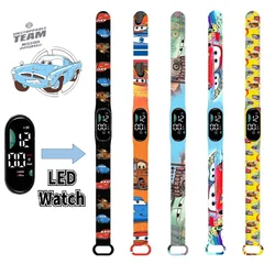 Disney Children's Digital Watch Cars Anime Figure Lightning McQueen LED Touch Waterproof Electronic Kids Birthday Gifts Watch