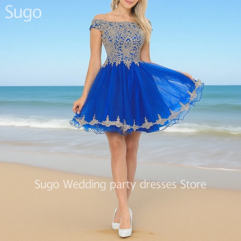 Vestidos cortos personalizados para fiesta de bienvenida para eventos especiales, vestido de cóctel de fiesta para mujer adolescente con hombros descubiertos y encaje de tul 2025