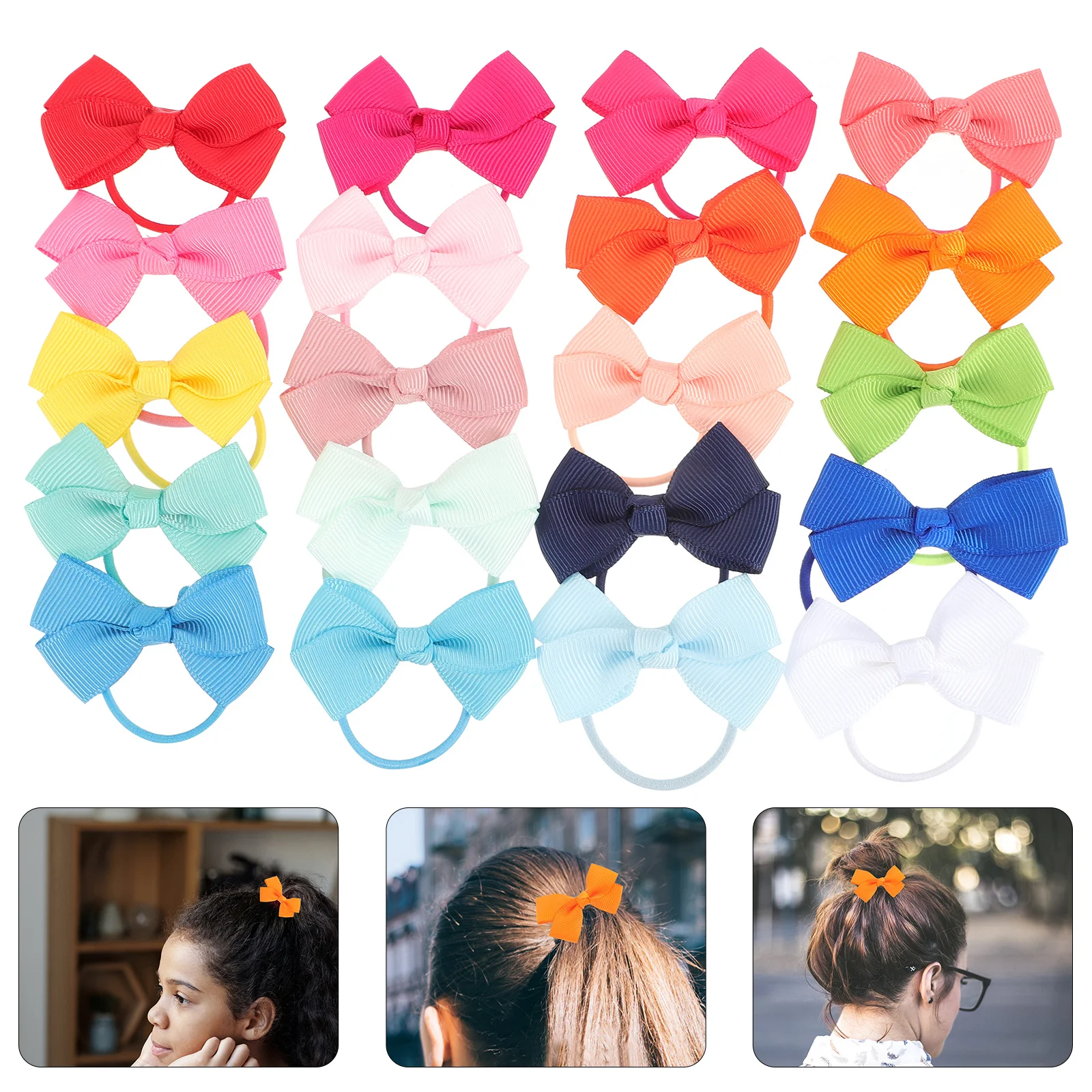 

40Pcs Hair Bows Elastic Ties for Women Bright Colors Lovely Design Daily Wear Bow Hair Ties
