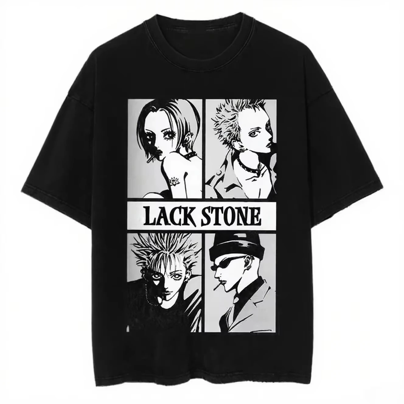 2025 موضة انمي ياباني طباعة خمر التي شيرت Harajuku الشارع الشهير الجرافيك تي شيرت الصيف قصيرة الأكمام القطن الخريف #6