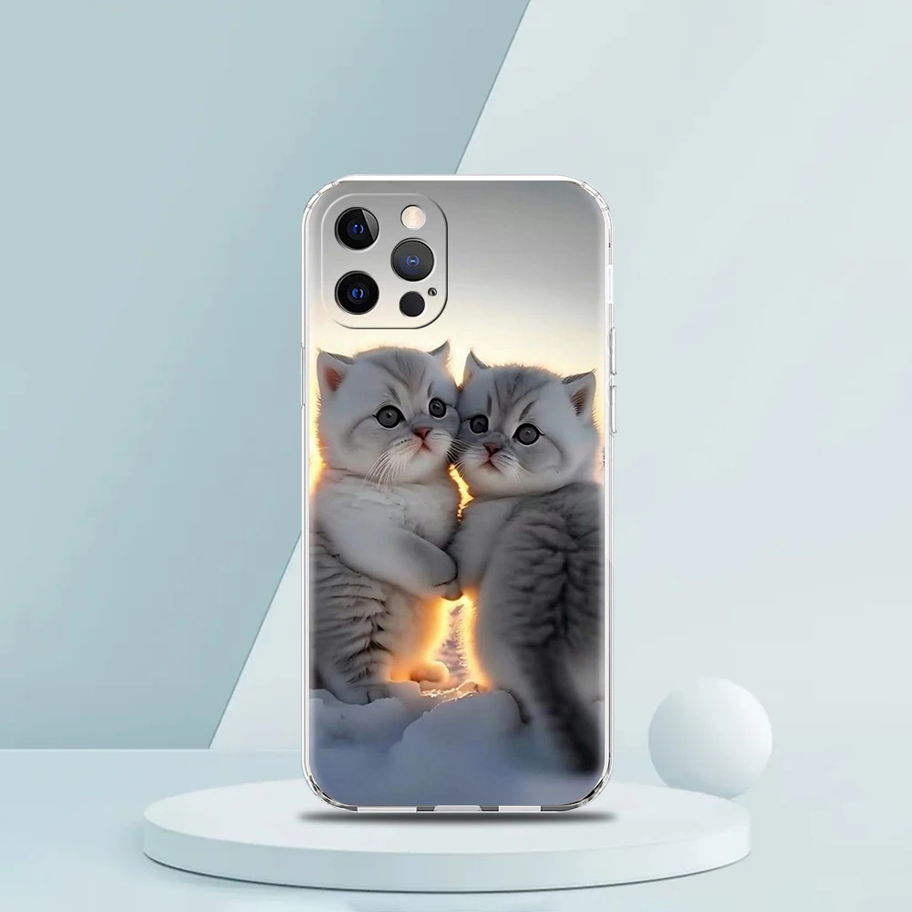 Kiss Cat Cute Kitten Phone Case for iPhone 15 14 13 12 Pro Max Transparent Soft for iPhone 11 Pro Max 7 8 Plus X XS XR SE Shell