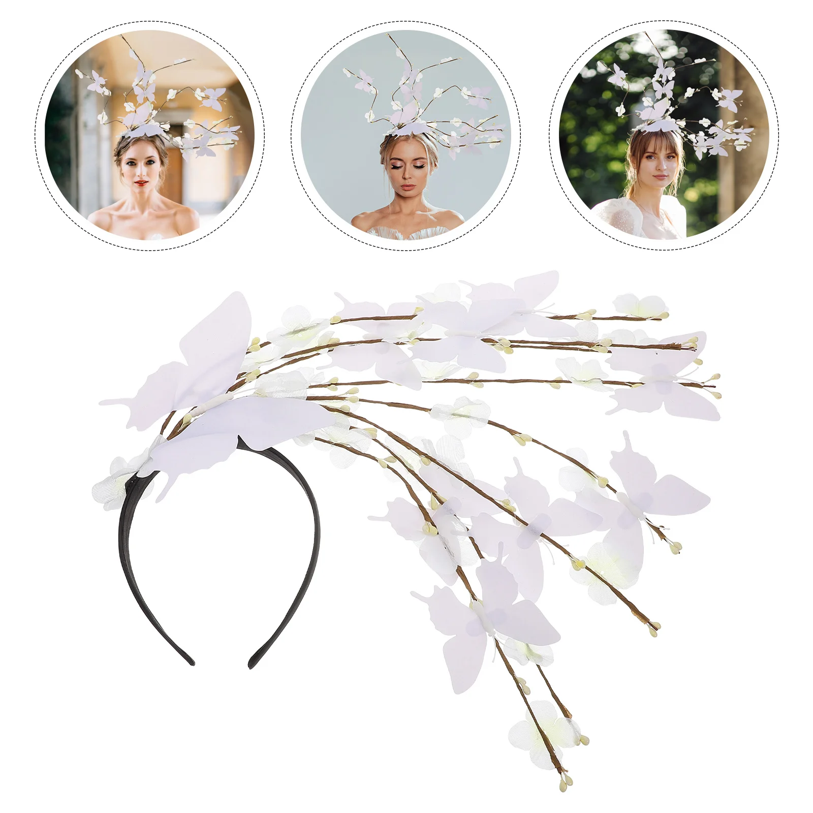 

Butterfly Simulated Flower Headband Decorative Party Cosplay Hairband Festival Headpiece Colorful Hairband Decoration