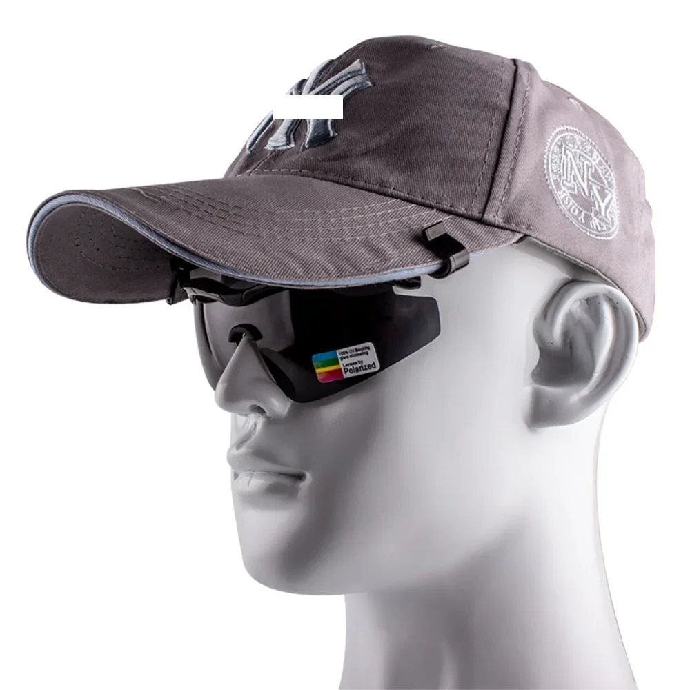 Outdoor Polarized Sunglasses UV Protection Flip Cover Sunglasses for Fishing Cycling Traveling Clip-On Hat Cap