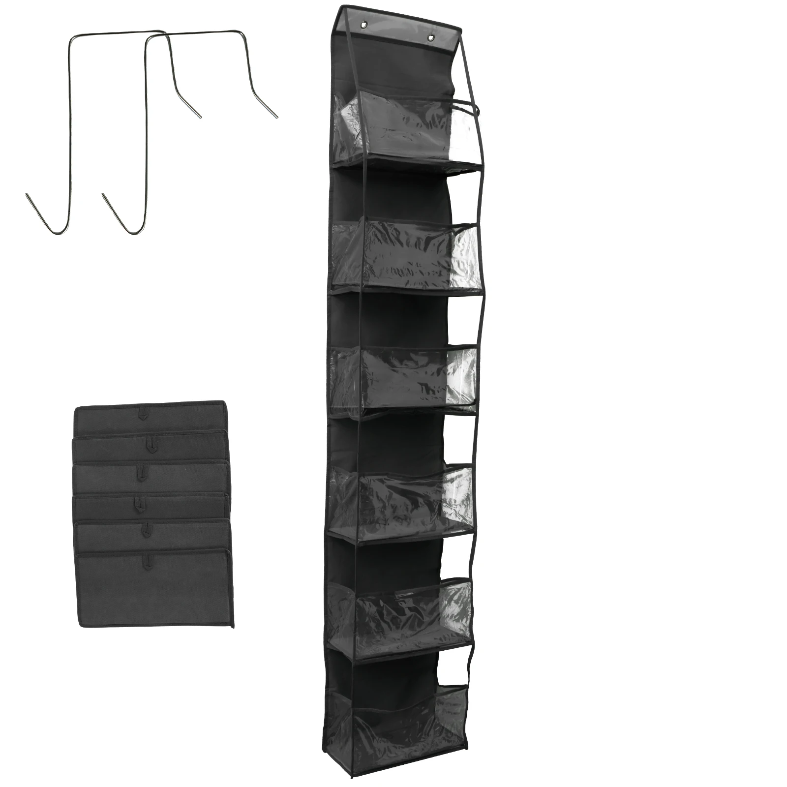 

6-Shelf Over The Door Hanging Organizer with Hooks Large Capacity Door Storage Organizer with Clear Pockets Space Saving Behind