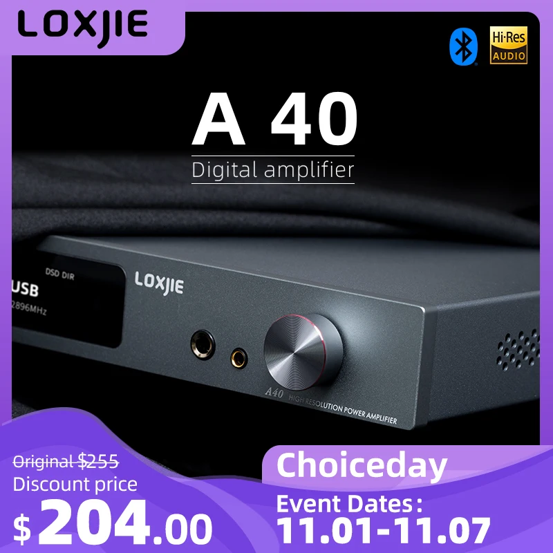 LOXJIE A40 Power Amplifier Headphone Amp 165W X 2 MQA-CD Bluetooth XU-316 DSD256 Optical I2S HDMI ARC PHONO Remote Control