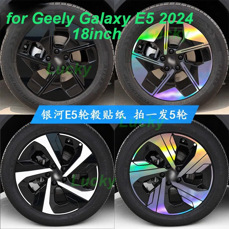 

Наклейки на ступицу колеса автомобиля для Geely Galaxy E5 2024, 18-дюймовая ступица колеса, декоративная защита от царапин, ПВХ крышка, внешние аксессуары