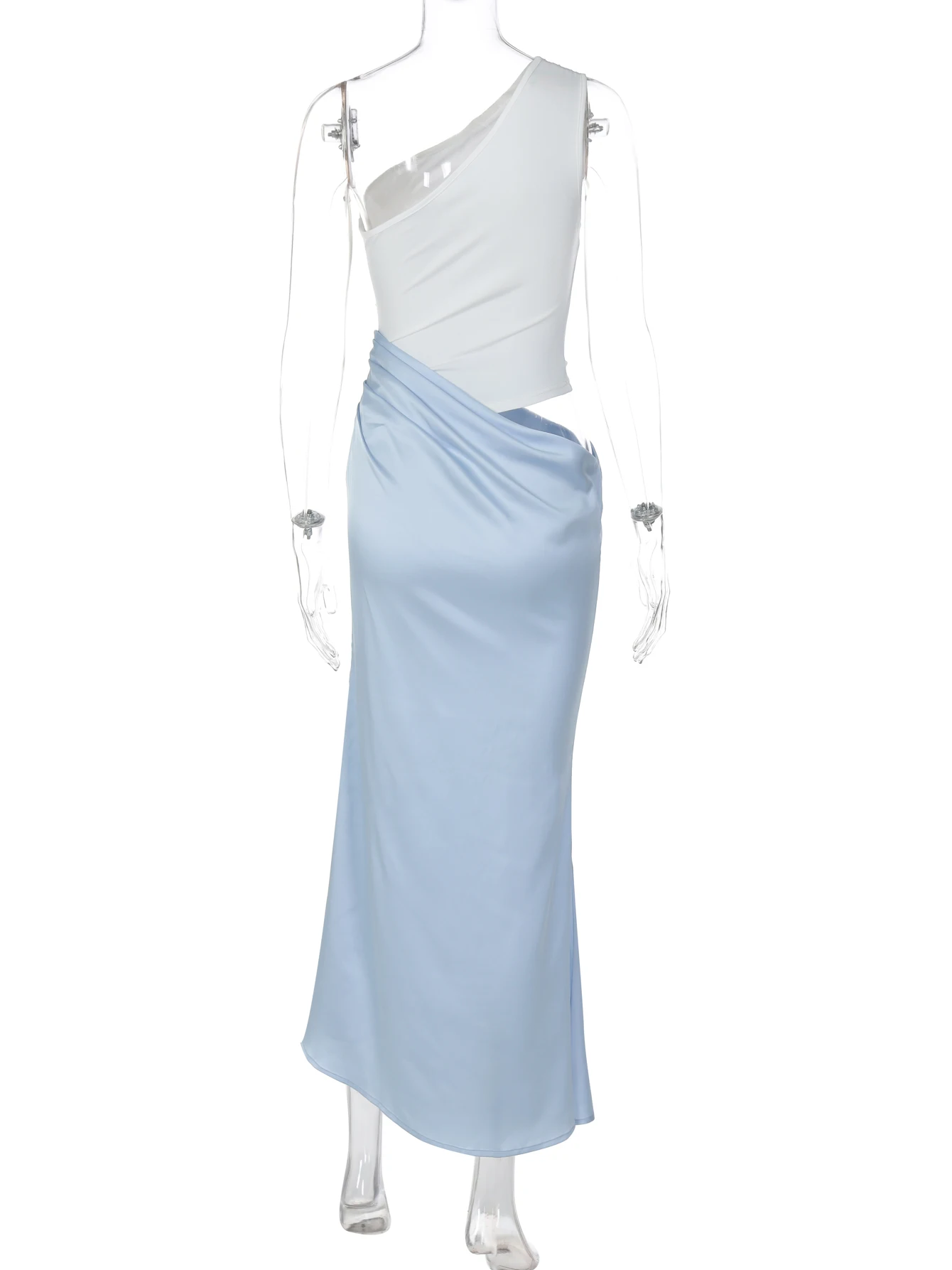 Dulzura 2025 verão mais recente moda um ombro sem costas magro corte retalhos vestido longo moda feminina roupas sexy festa clube