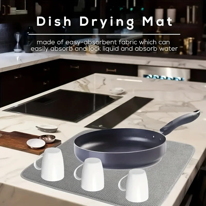 1pcs Large Dish Drying Mat Set for Kitchen Countertops 60x45 cm Microfiber Absorbent Dish Drying Mats for Countertops and Sinks