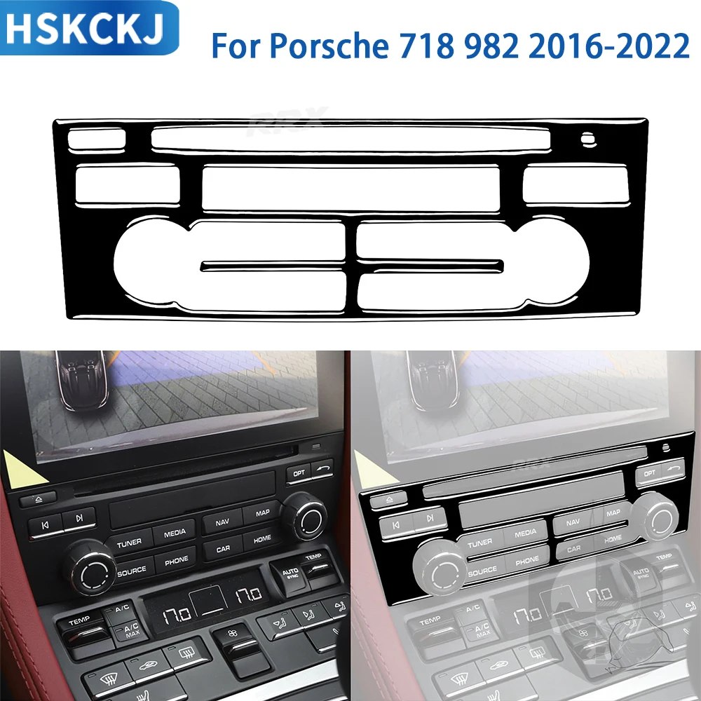 

For Porsche Boxster Cayman 718 982 2016-2022 Gloss Black Plastic Car Interior Central Control Panel Trim Sticker Accessories