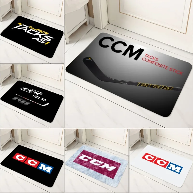 CCM هوكي عصا شعار عدم الانزلاق المطاط دعم مدخل رقيقة سجادة باب رياضي الزخرفية البساط السجاد للمنزل الأسود الكلمة حصيرة #1