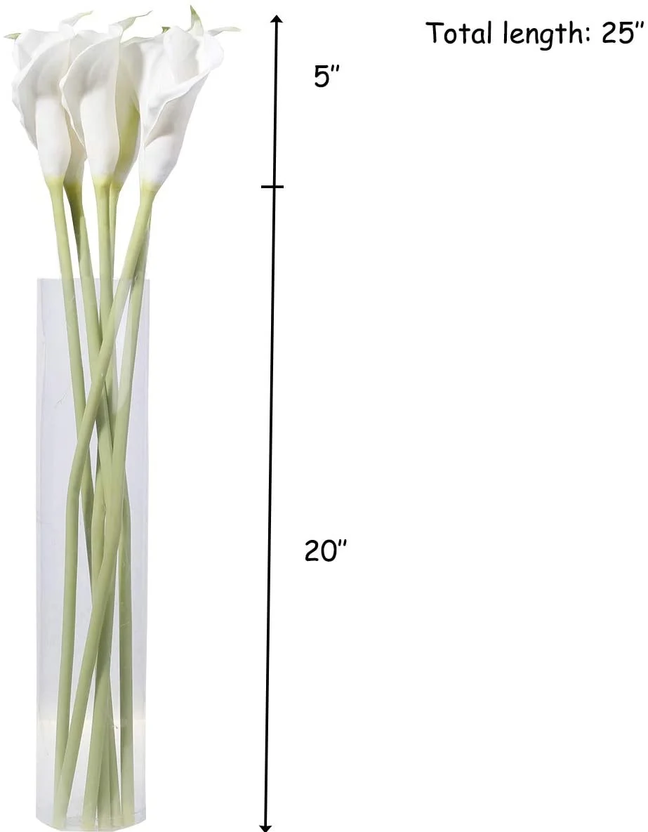 25'' große weiße künstliche Calla-Lilienblumen, 6 Stück, natürliches Aussehen mit langem Stiel für Hochzeitsfeiern, Tischdekoration – Detail 6
