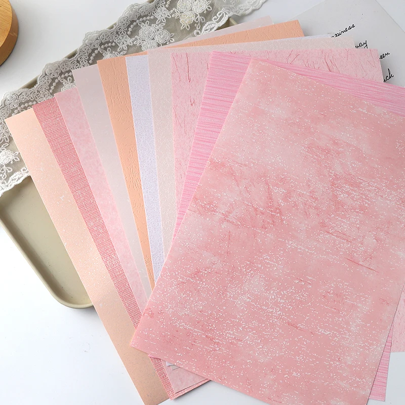 10 Styles 20pc Special Tones Cherry Blossom Special Paper Pink Series Artistic Texture Hand Account Material Paper A4