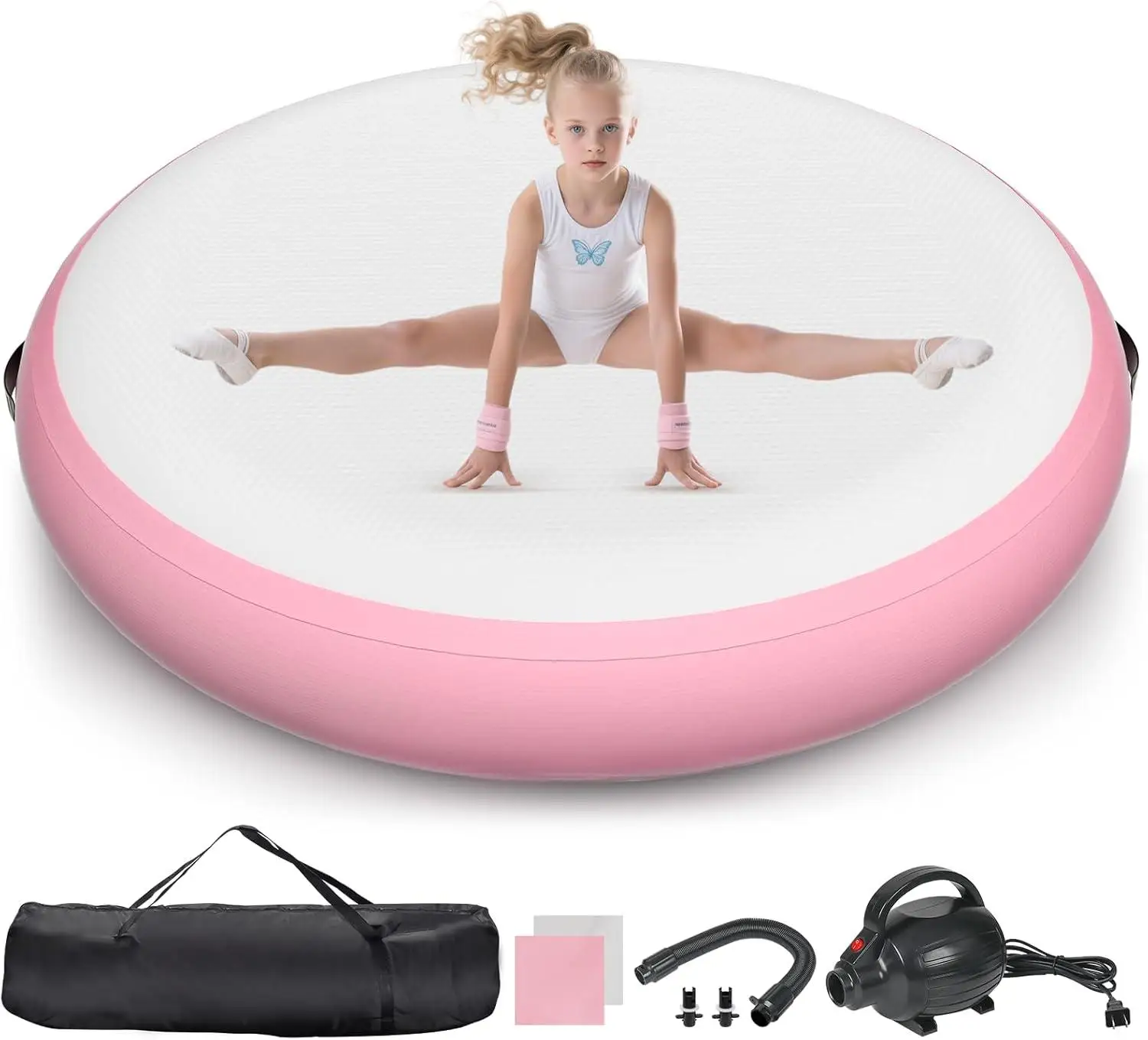 2026  Inflatable Pvc Yoga Gymnastics Floor Tumbling Mat 1m Diameter Air Track Mats for Home Use Durable Inflatable Gymnastics Ma