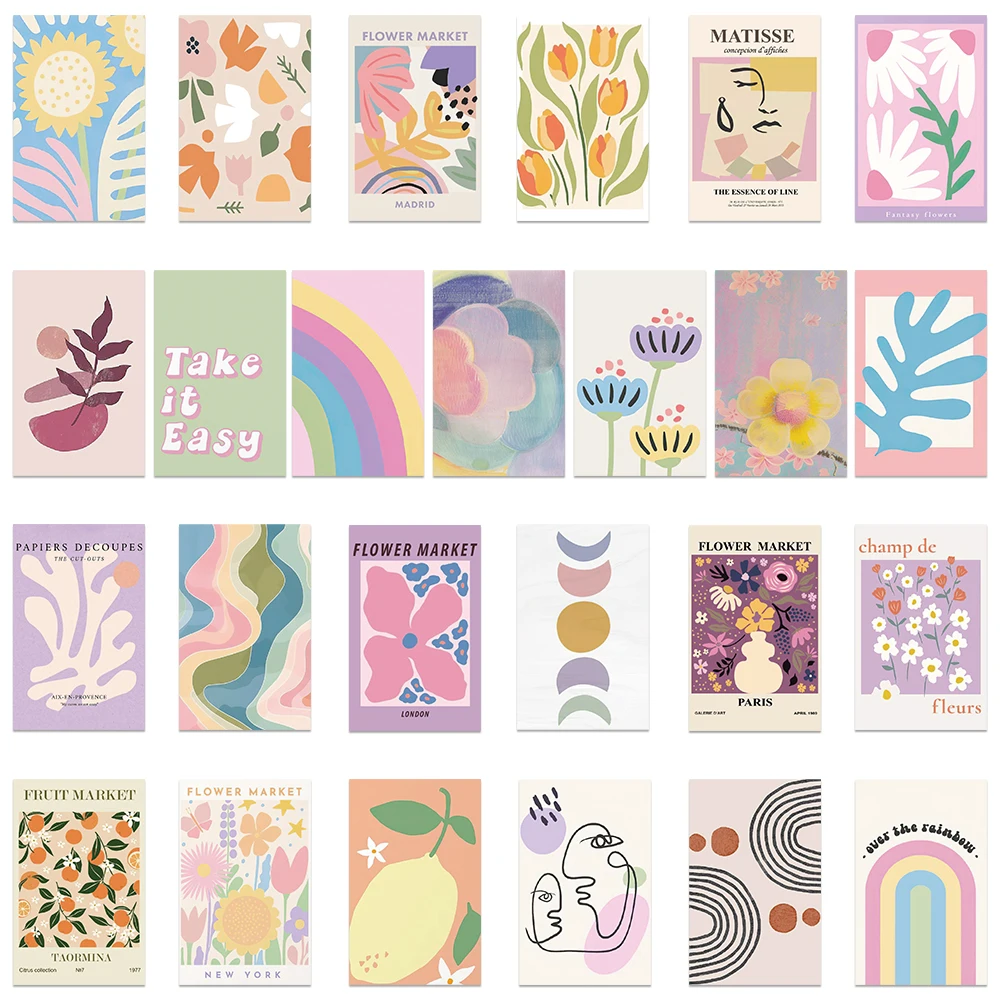 50/100pcs Ins Danish Pastel Pink Landscape Journal DIY Stickers Aesthetic Ablum Diary Water Bottle Children Stationery Sticker