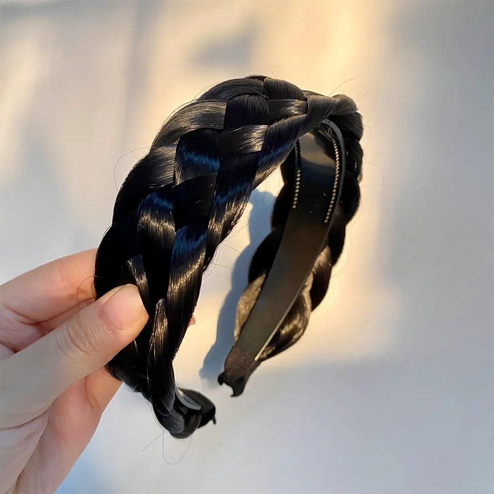 الحلو عدم الانزلاق هيكل السمكة جديلة تويست مضفر واسعة الحواف شعر مستعار عقال واسعة الشعر هوب الكورية نمط أغطية الرأس الإناث العصابات الشعر