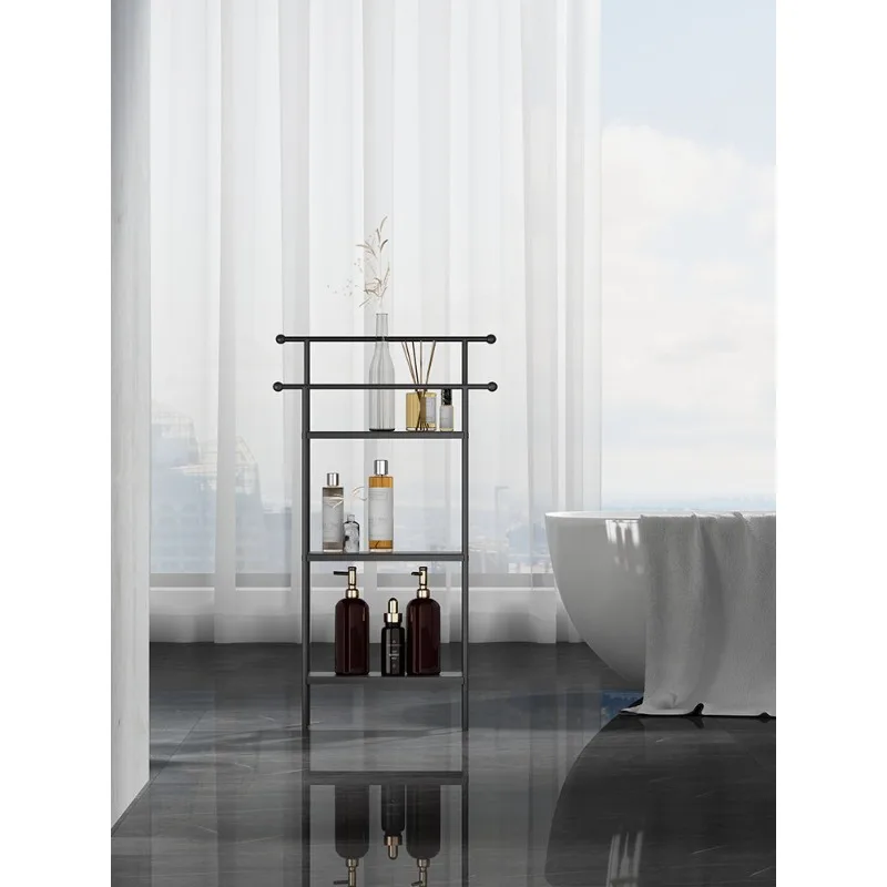 Italian towel rack, bathroom, no punching, bathroom, multi-functional rack, floor-to-ceiling light luxury, extremely narrow inte
