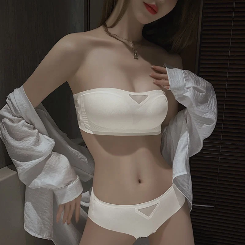 Strapless underwear for women push up anti-slip tube top full coverage small chest backless bra wireless invisible strapless bra image 4