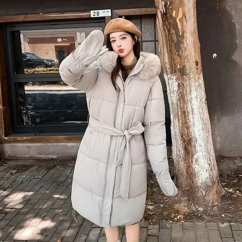 

New Down Jacket Women Parkas Winter 2025 Fashion High-Quality Warm Cotton Padded Coat Ladies Long Overcoat Hooded Overwear Tops
