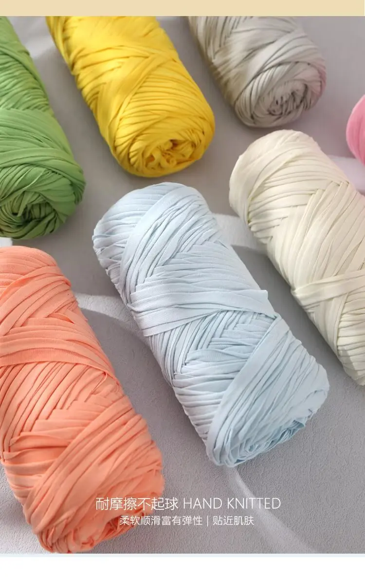 200 g/Stück Stoffgarn, Polyester, Häkel-T-Shirt-Garn, DIY-Basteln, Häkeln, Stricken – Taschen, Kissen, Puppen, Körbe 50 m/54 Yards – Detail 11