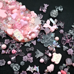 Random Mixed Pink White Acrylic Beads Loose Spacer Beads For Jewelry Making DIY Handmade Bracelet Necklace Accessories 30g/Lot